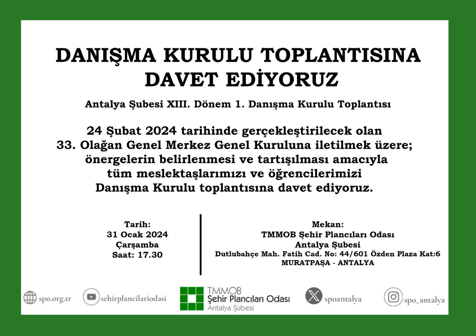 DANIŞMA KURULU TOPLANTI ÇAĞRISI