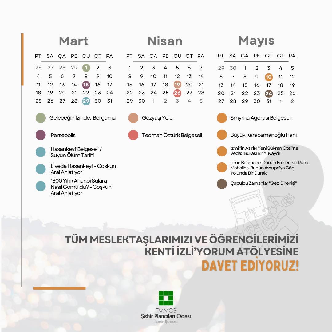 "KENTİ İZLİYORUM ATÖLYESİ", 1 MART 2024 TARİHİNDE BAŞLIYOR!