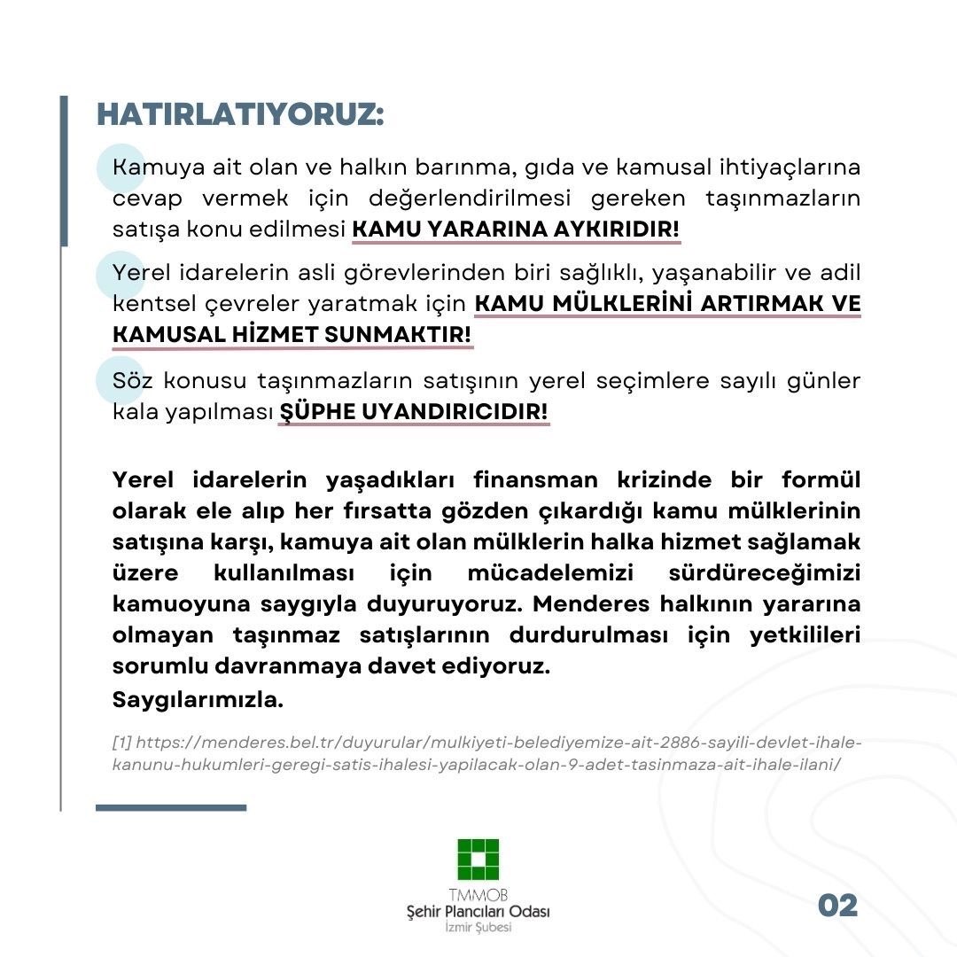 BASIN AÇIKLAMASI - 
YEREL SEÇİMLERE SAYILI GÜNLER KALA, KAMU MÜLKLERİ YİNE SATIŞTA!
