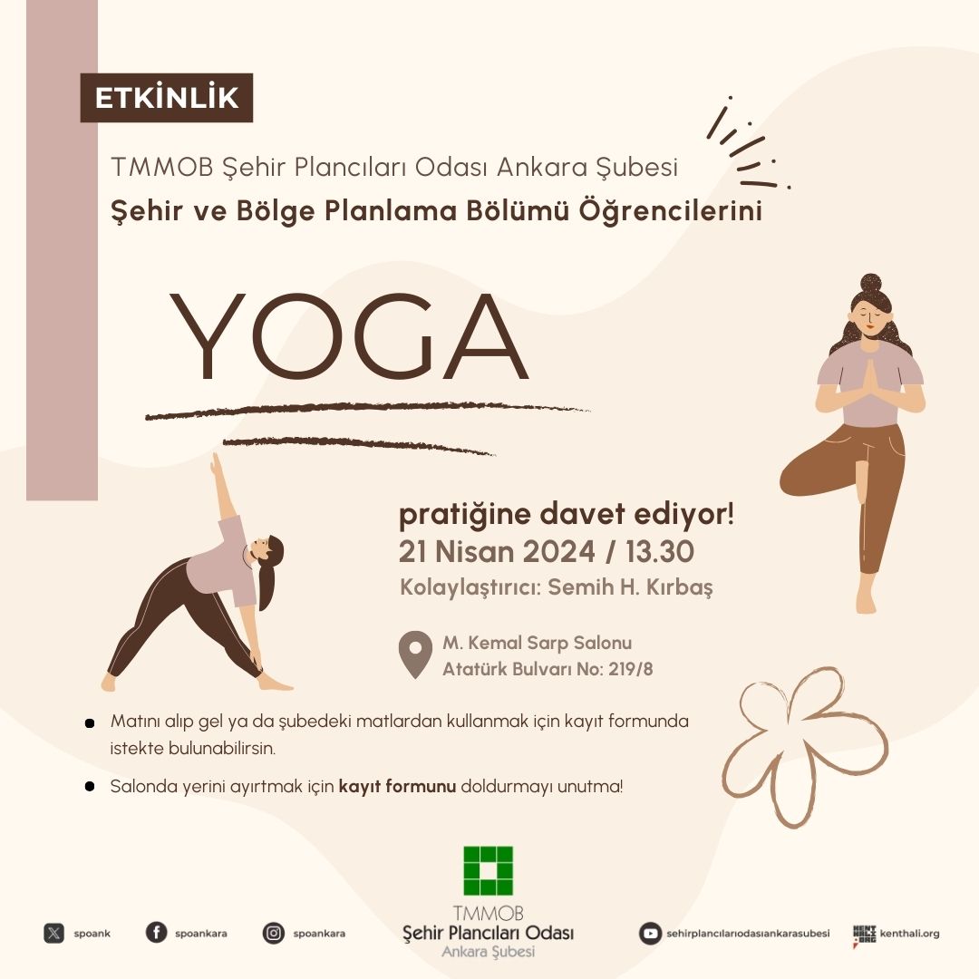 ŞEHİR VE BÖLGE PLANLAMA ÖĞRENCİLERİNİ YOGA PRATİĞİNE DAVET EDİYORUZ!
