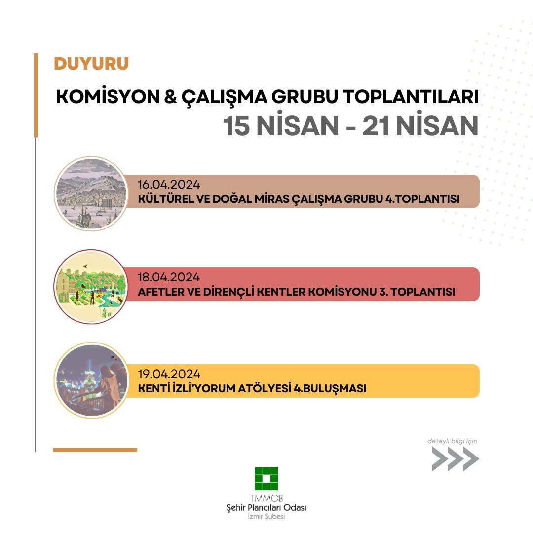 15-19 NİSAN TARİHLERİ ARASINDA GERÇEKLEŞTİRİLEN KOMİSYON VE ÇALIŞMA GRUBU TOPLANTILARI