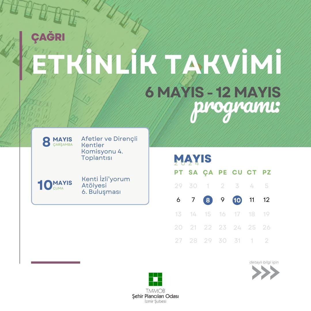 6 MAYIS - 12 MAYIS ETKİNLİK TAKVİMİ