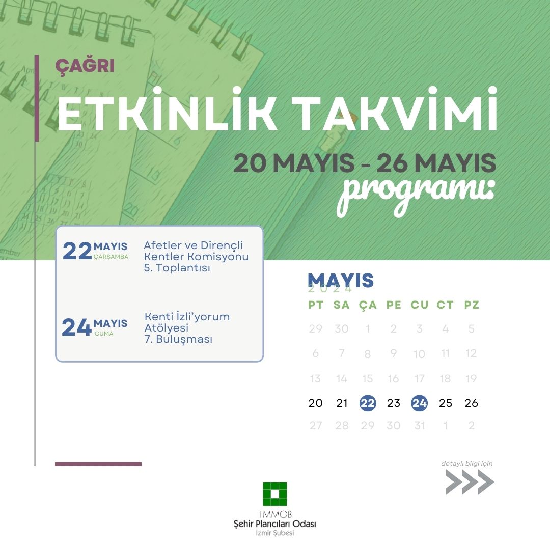 20 MAYIS - 26 MAYIS ETKİNLİK TAKVİMİ