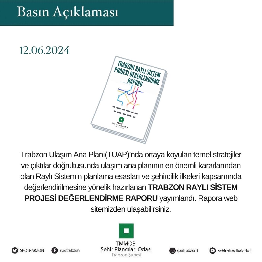 TRABZON RAYLI SİSTEM PROJESİ DEĞERLENDİRME RAPORU