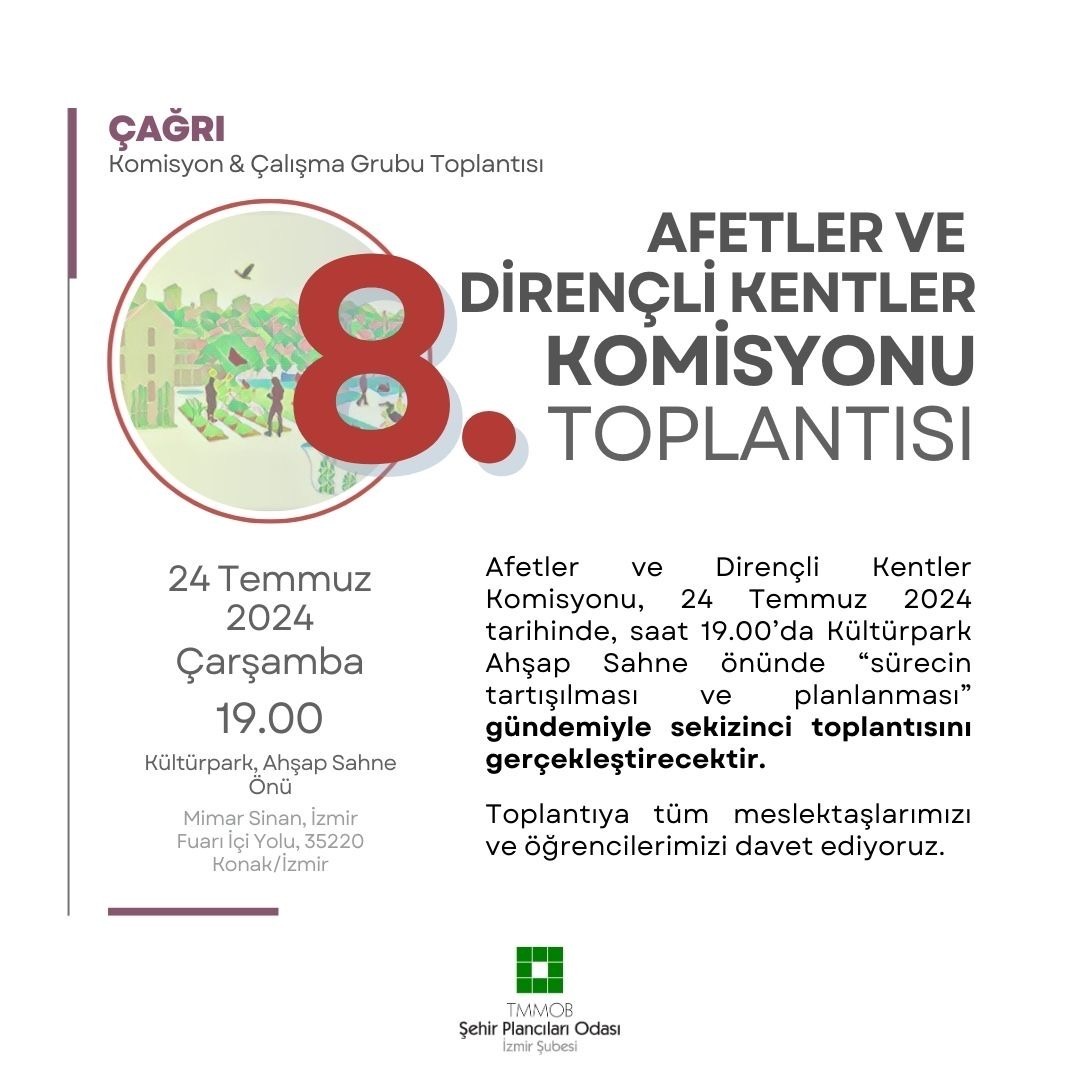 AFETLER VE DİRENÇLİ KENTLER KOMİSYONU 8. TOPLANTISI