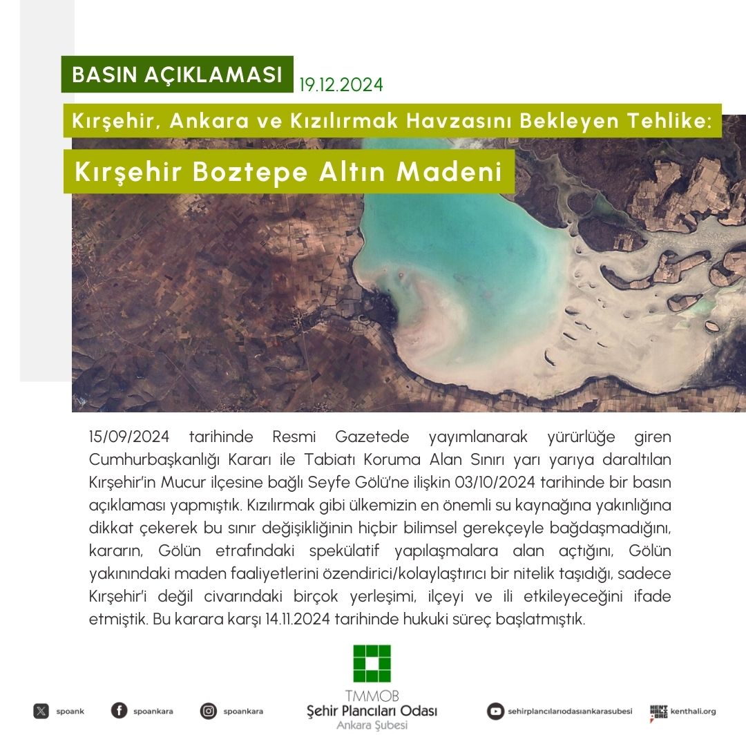 KIRŞEHİR, ANKARA VE KIZILIRMAK HAVZASINI BEKLEYEN TEHLİKE: KIRŞEHİR BOZTEPE ALTIN MADENİ
