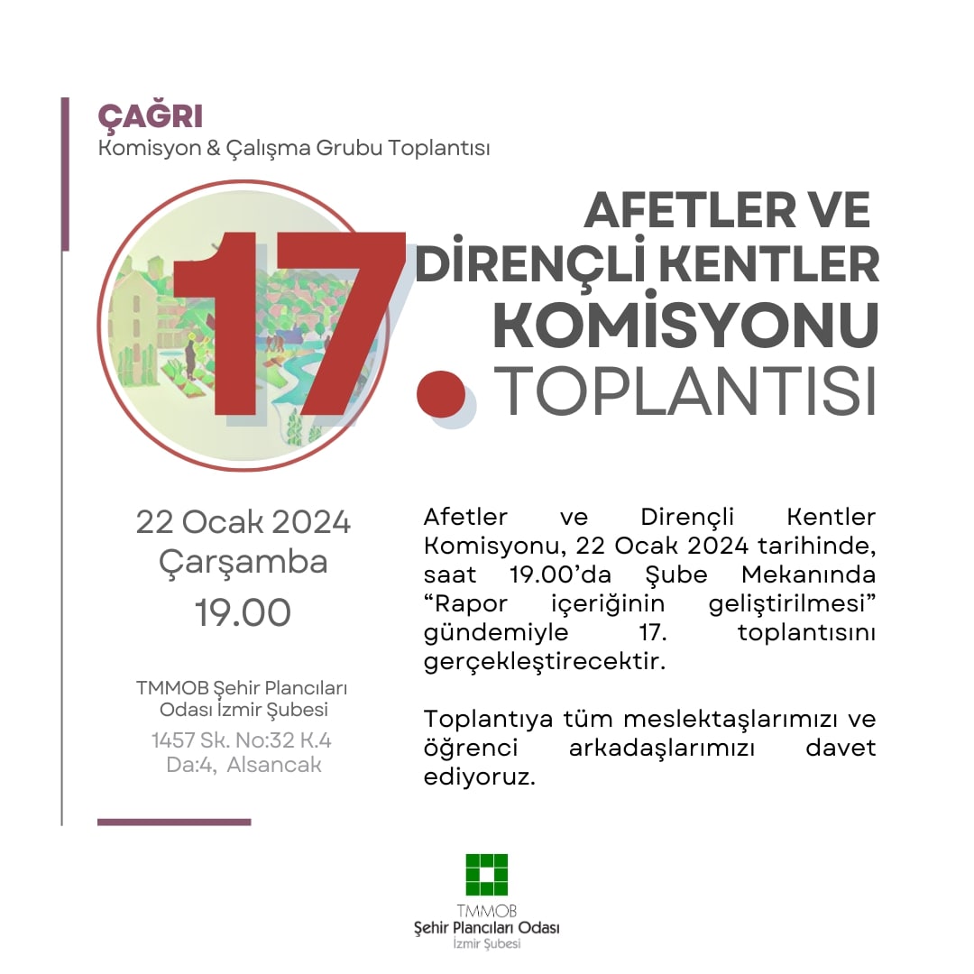 AFETLER VE DİRENÇLİ KENTLER KOMİSYONU | 17