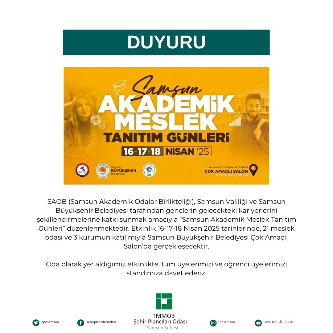 SAMSUN AKADEMİK MESLEK TANITIM GÜNLERİ (16-17-18 NİSAN)