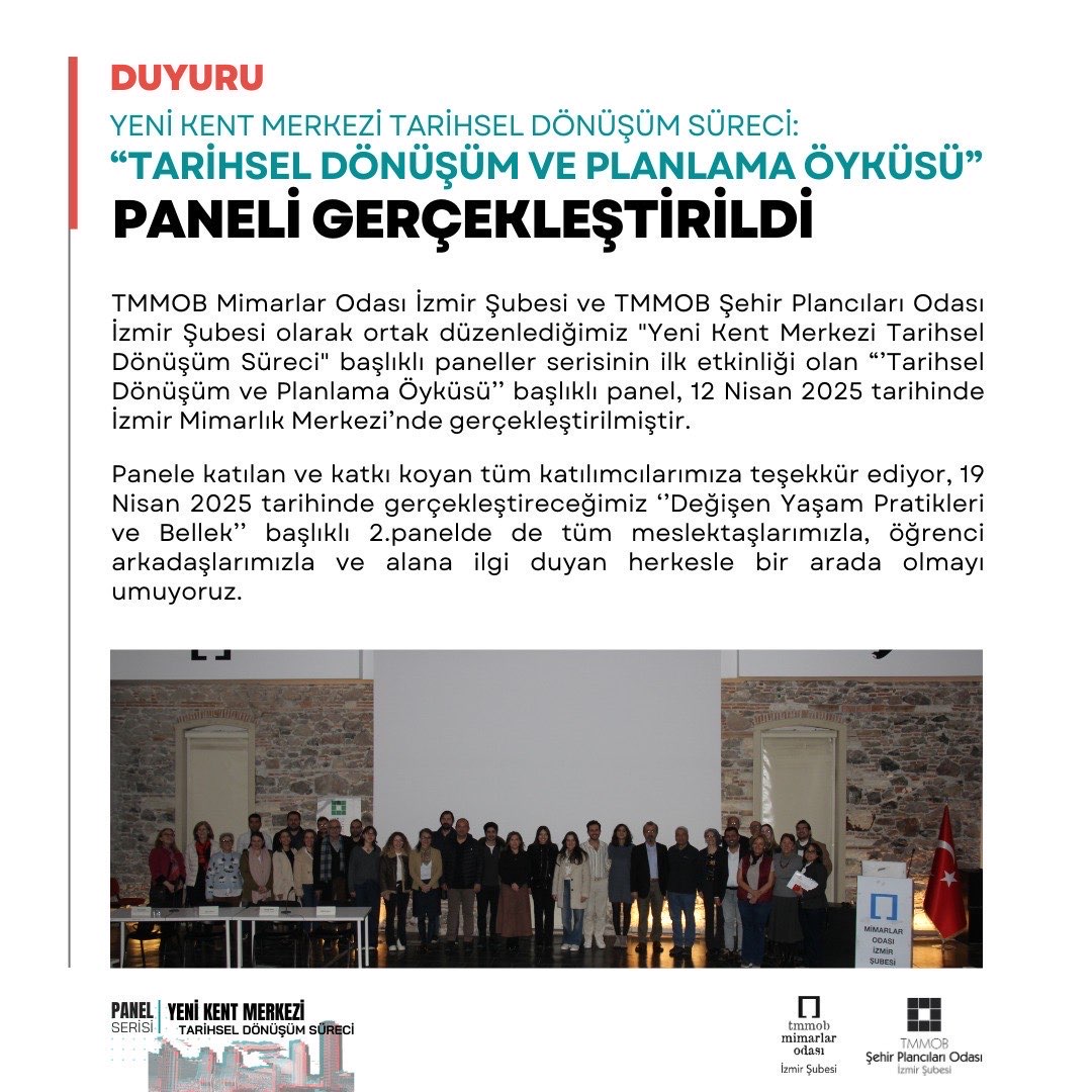 YENİ KENT MERKEZİ TARİHSEL DÖNÜŞÜM SÜRECİ: "TARİHSEL DÖNÜŞÜM VE PLANLAMA ÖYKÜSÜ" PANELİ GERÇEKLEŞTİRİLDİ