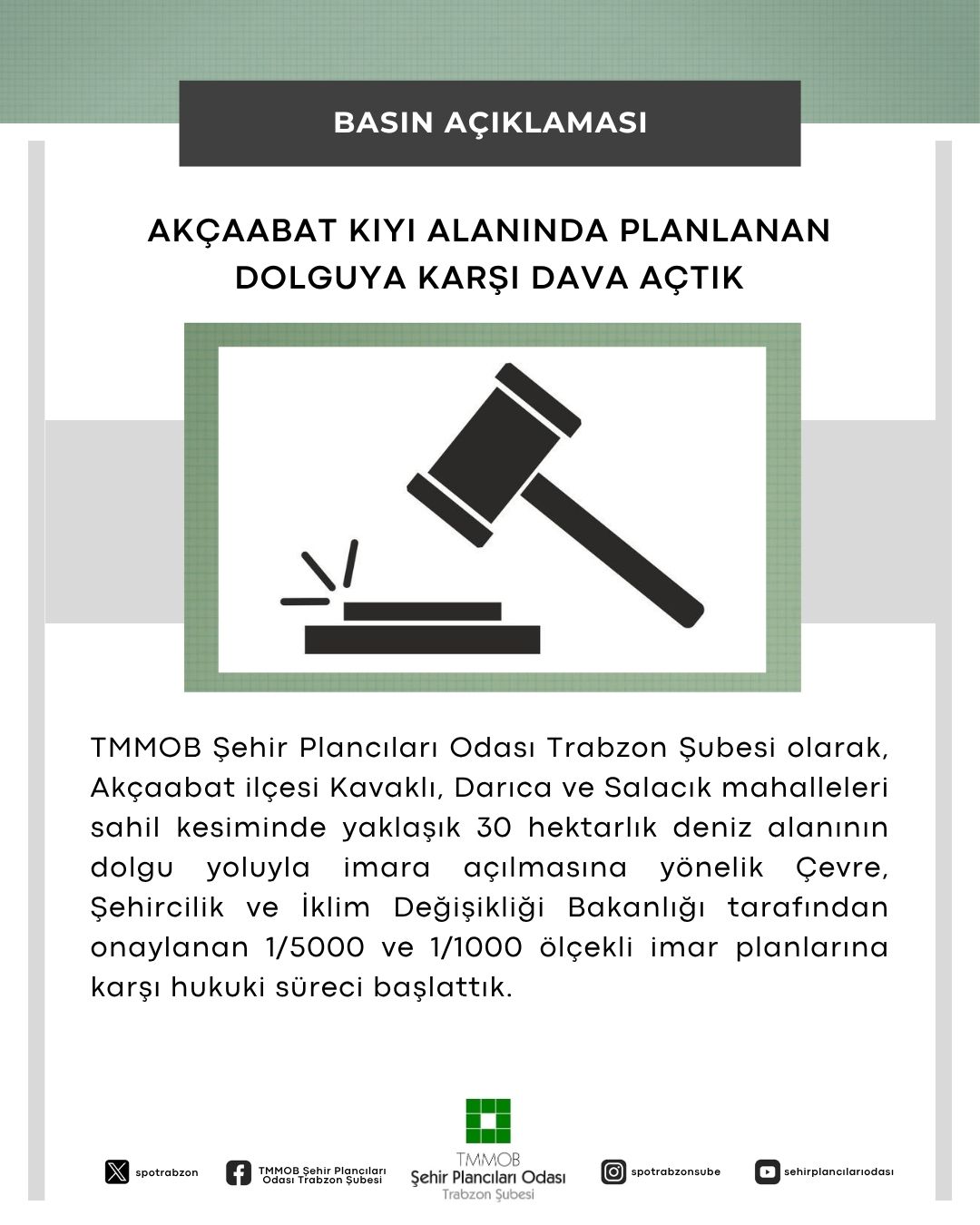 AKÇAABAT KIYI ALANINDA PLANLANAN DOLGUYA KARŞI DAVA AÇTIK