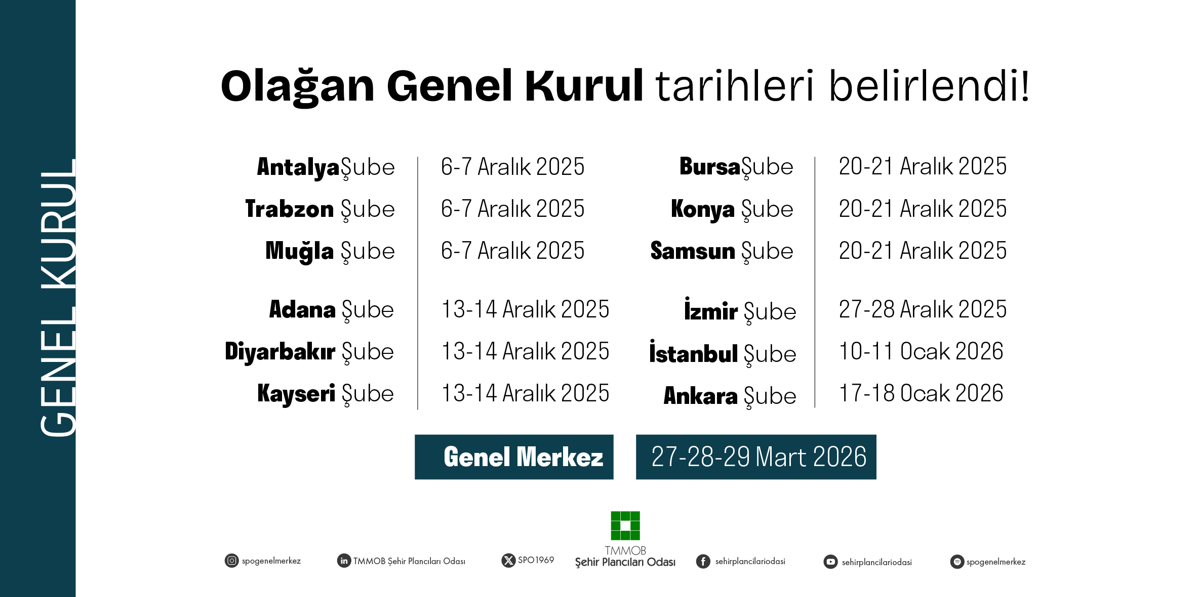 GENEL KURUL TARİHLERİ BELİRLENDİ!