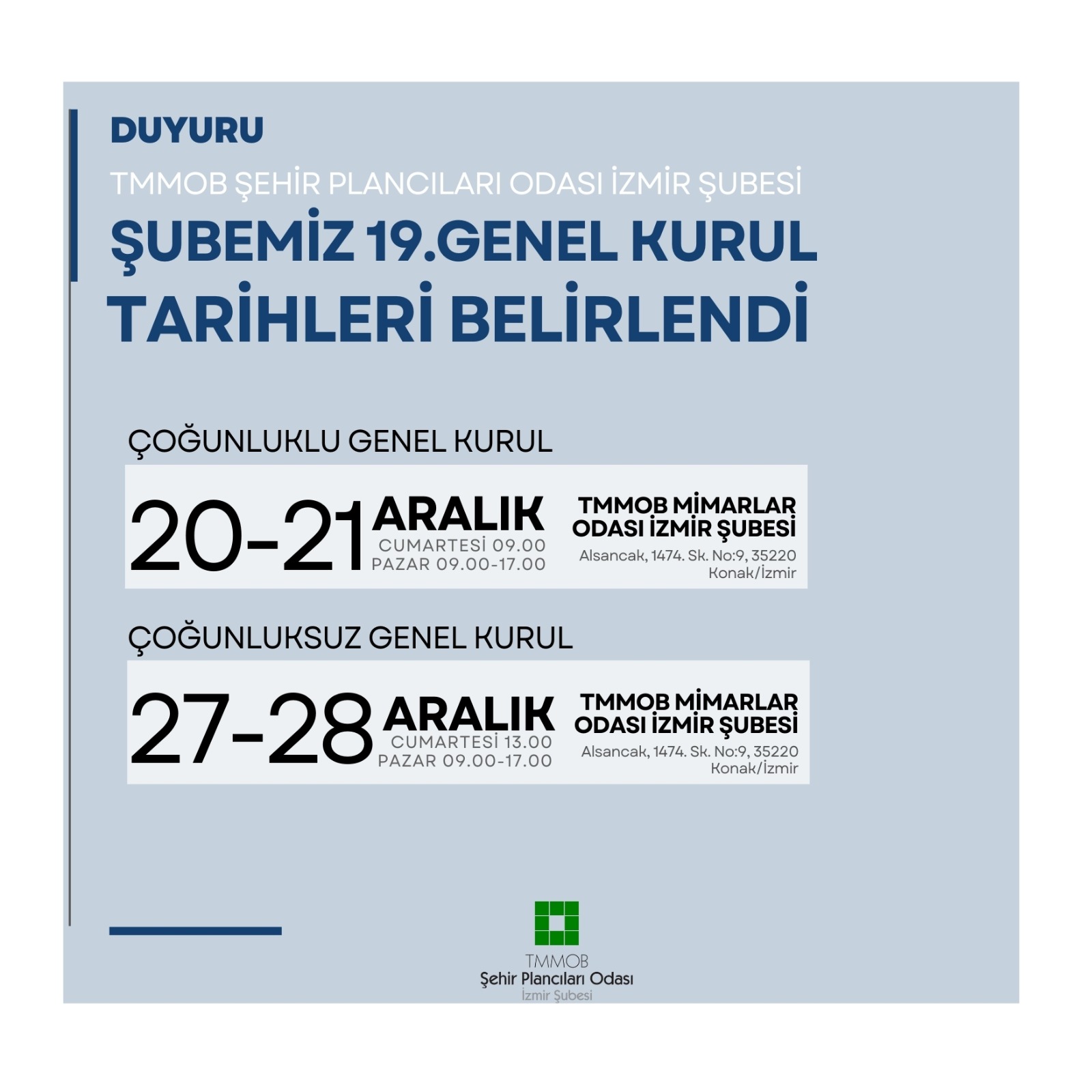 GENEL KURUL TARİHLERİ BELİRLENDİ!