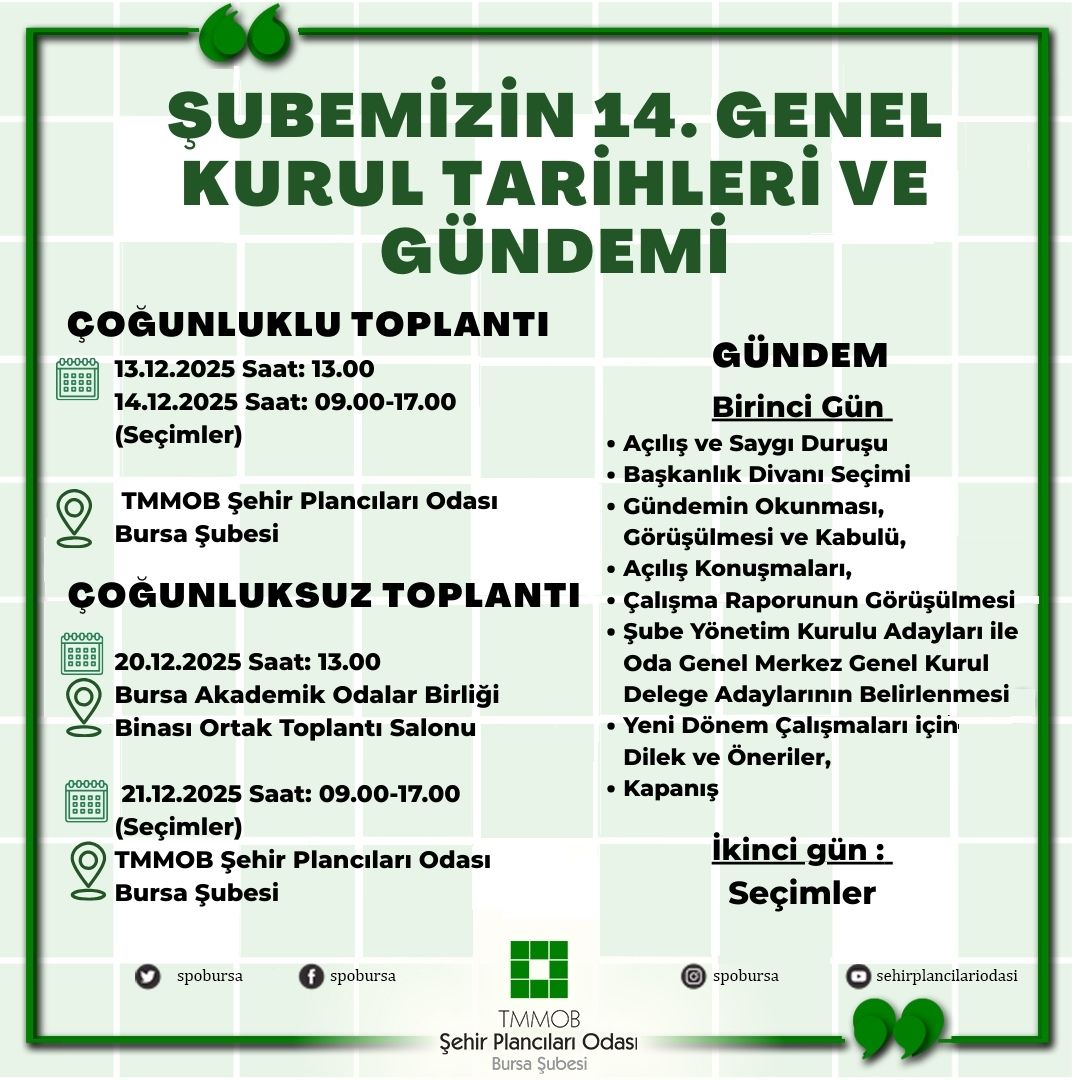 ŞUBEMİZİN 14. GENEL KURUL TARİHLERİ BELİRLENDİ