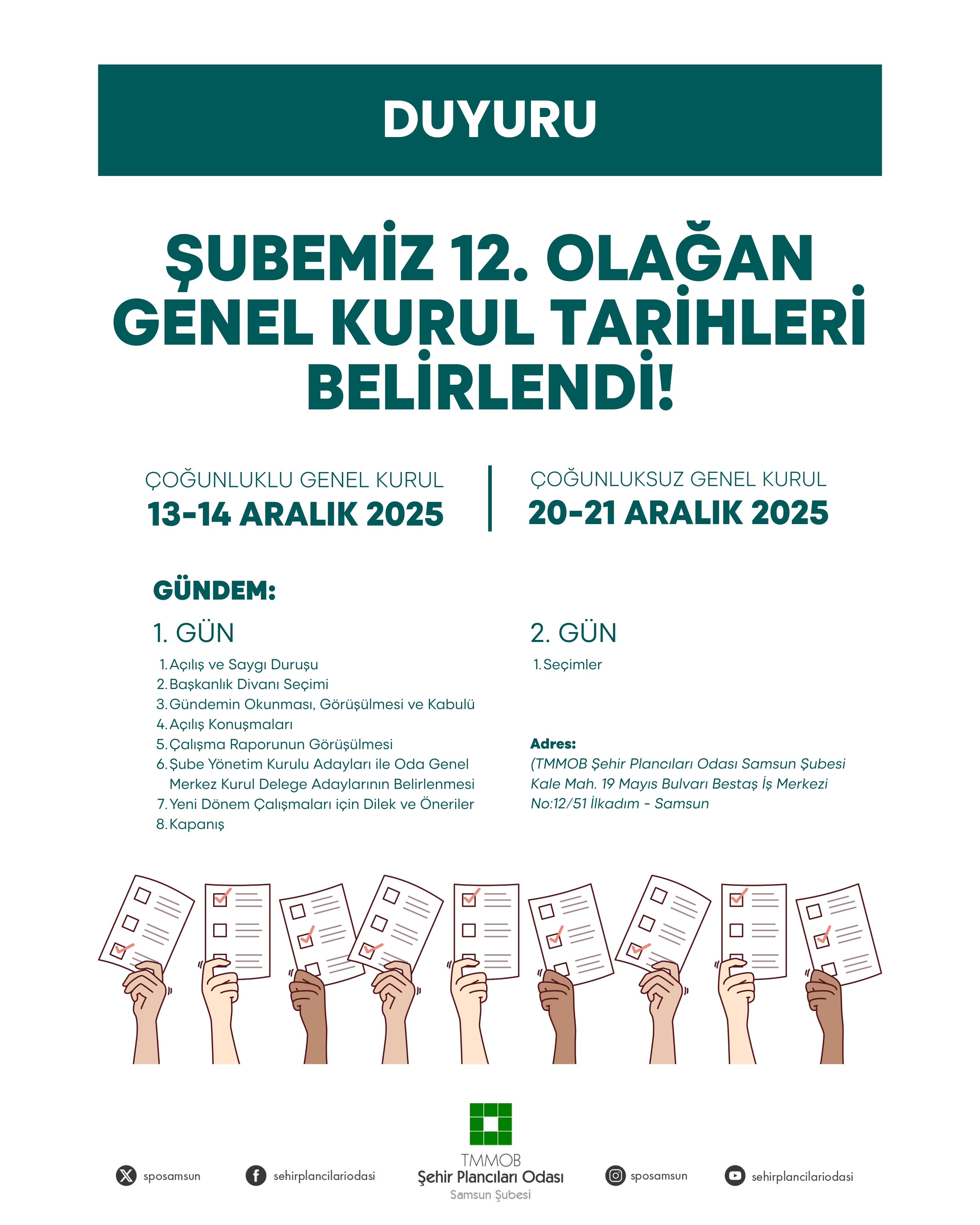 ŞUBEMİZ GENEL KURUL TARİHLERİ BELİRLENDİ!