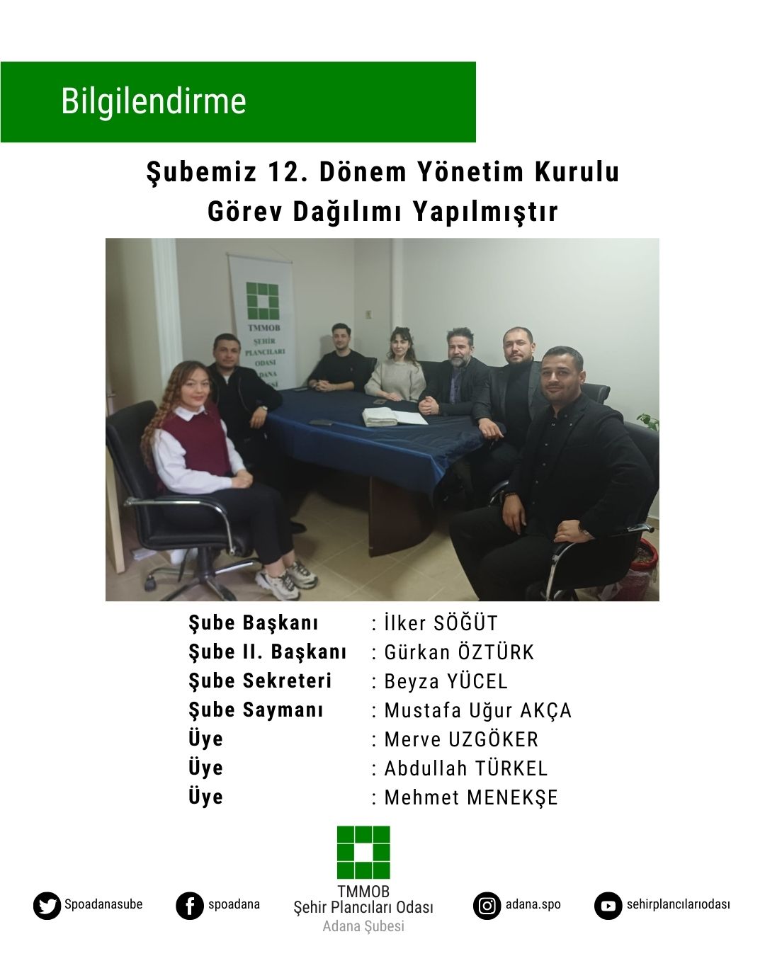 ŞUBEMİZİN 12. DÖNEM YÖNETİM KURULU GÖREV DAĞILIMI TAMAMLANDI