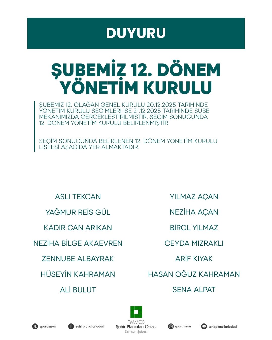 12. OLAĞAN GENEL KURUL TAMAMLANDI