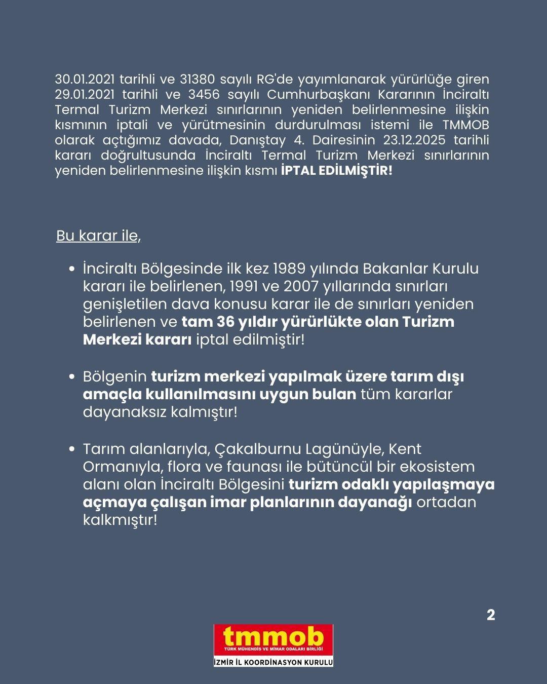 İNCİRALTI TURİZM MERKEZİ SINIRLARI DANIŞTAY KARARI İLE  İPTAL EDİLDİ!