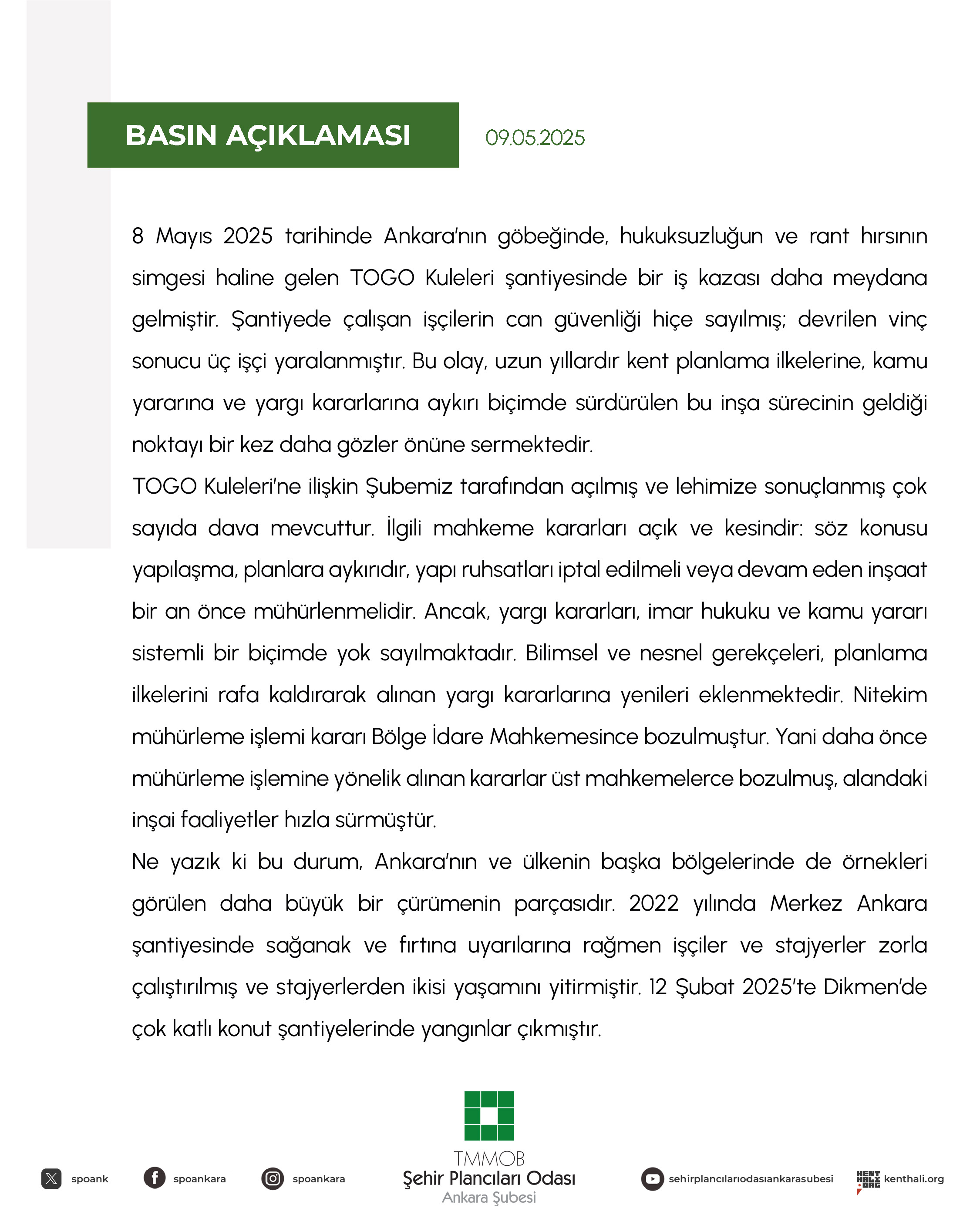 TOGO KULELERİ ŞANTİYESİNDE YAŞANAN İŞ KAZASI NE İLK NE DE SON! 