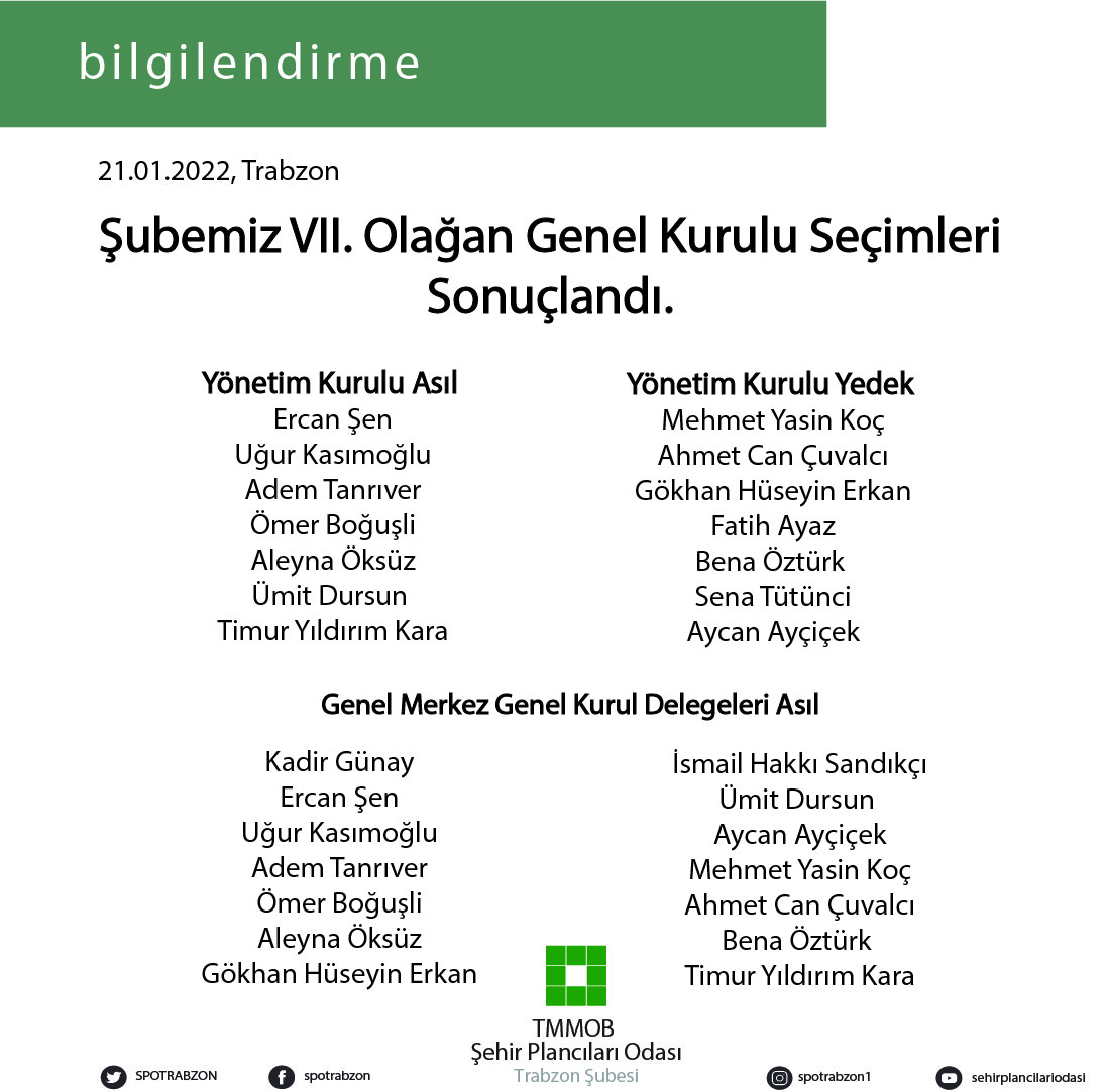  ŞUBEMİZ VII. DÖNEM OLAĞAN GENEL KURULU SEÇİMLERİ SONUÇLANDI.