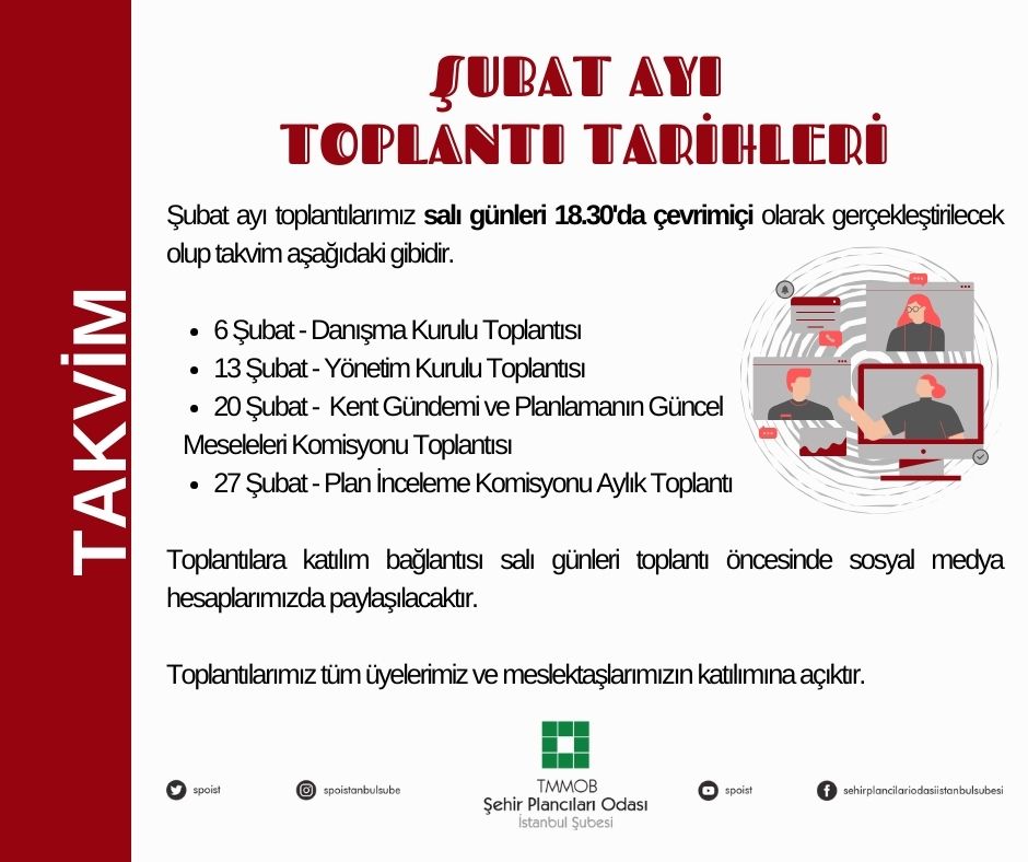 ŞUBAT AYI TOPLANTI TAKVİMİMİZ