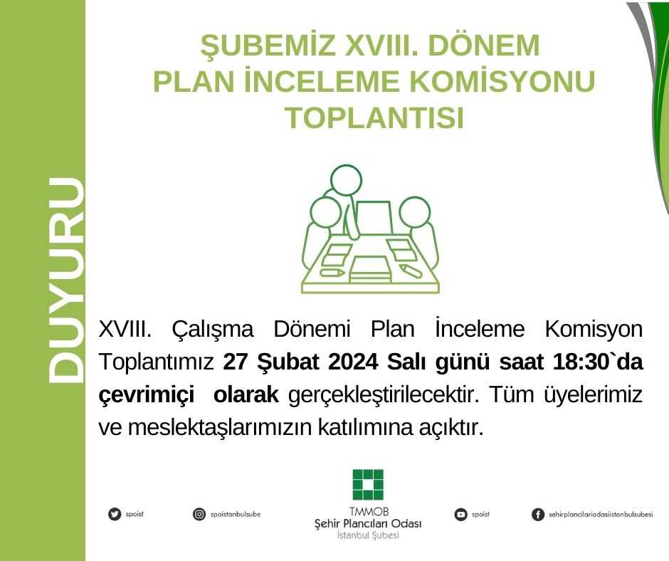 PLAN İNCELEME KOMİSYONU TOPLANTIMIZA DAVET!