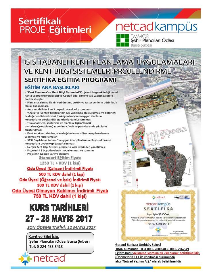 27-28 MAYIS 2017 NETCADKAMPÜS SERTİFİKA EĞİTİM PROGRAMI... KAYIT İÇİN 12 MAYIS SON GÜN