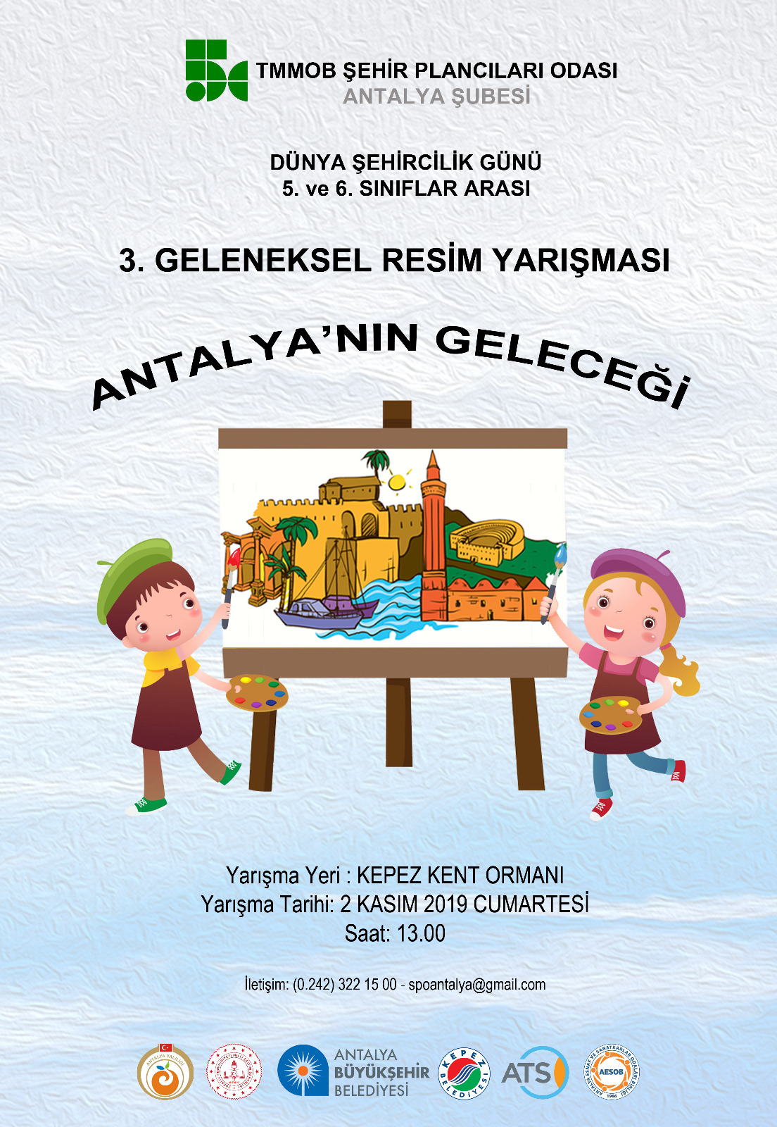 2 KASIM 2019 TARİHİNDE KEPEZ KENT ORMANINDA ``ANTALYA'NIN GELECEĞİ`` KONULU RESİM YARIŞMASI DÜZENLENECEKTİR.